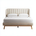 Upholstered fabric bed frame with tufted headboard in gray 198 x 150 x 112cm