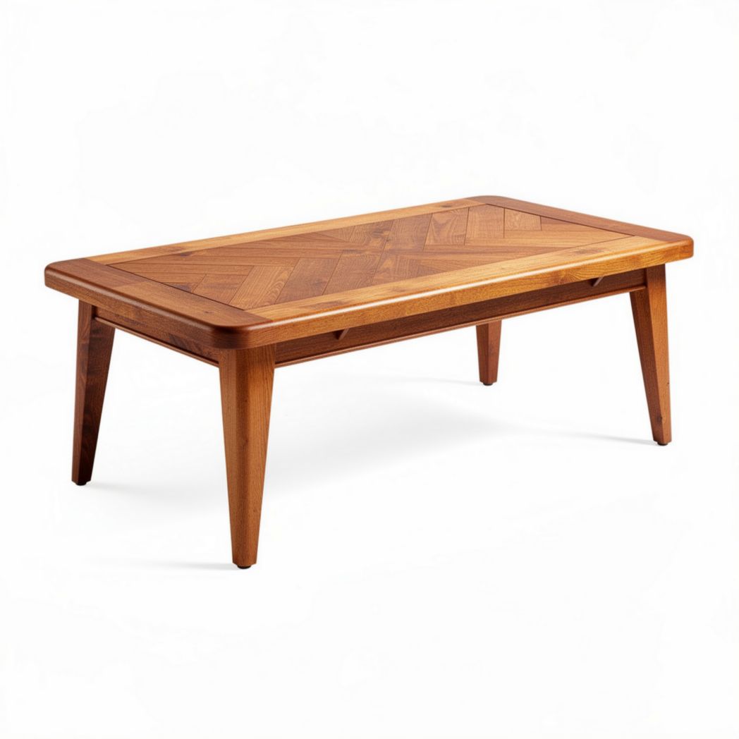 Wooden coffee table with herringbone pattern dimensions 120 x 60 x 45cm