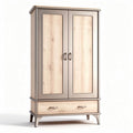 Wooden wardrobe with two doors and one drawer in light oak finish 180 x 100 x 50cm