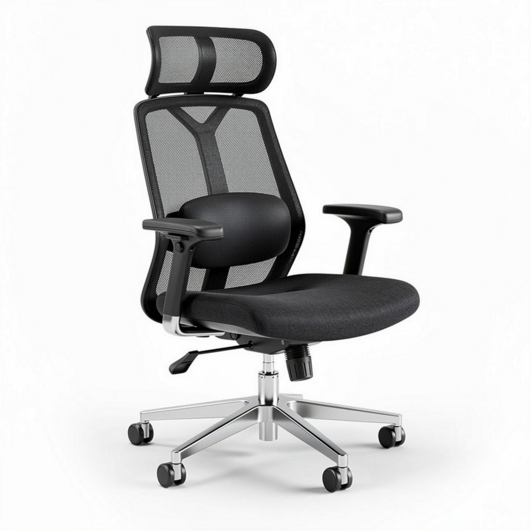 Mesh office chair with adjustable lumbar support and armrests black 70 x 70 x 120cm