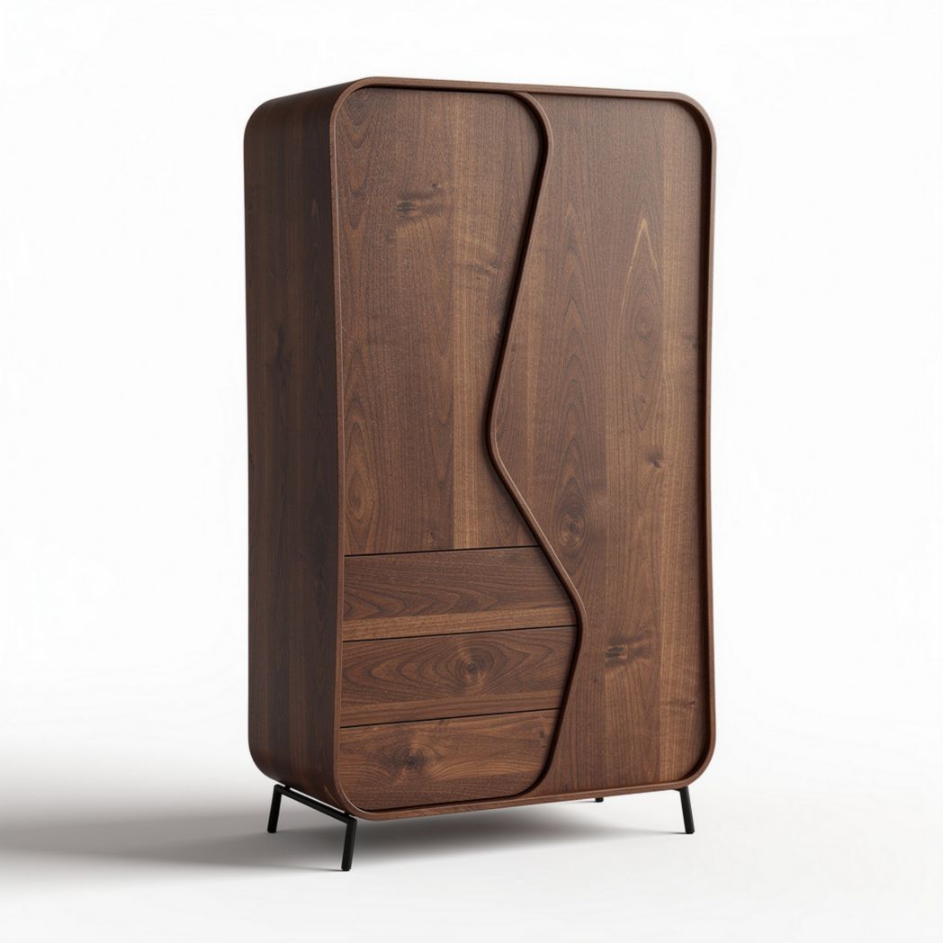 Wooden cabinet with modern design and metal legs 120 x 70 x 40cm