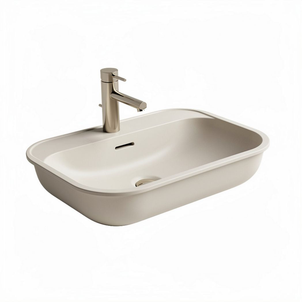 Ceramic rectangular vessel sink for bathroom vanity in white 50 x 35 x 12cm