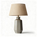 Ceramic table lamp with burlap shade in green color 25 x 25 x 50cm