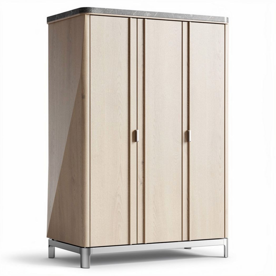 Wooden wardrobe with stone countertop for storage 80 x 40 x 180cm