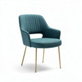 Fabric upholstered armchair with ribbed design and gold metal legs 60 x 55 x 80cm