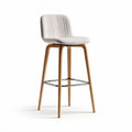 Upholstered bar stool with wood legs in light grey 45 x 45 x 100cm