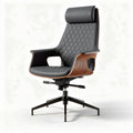 Leather upholstered ergonomic office chair with adjustable height and swivel base